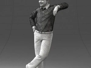 000280 Man Leaning in Casual Pose 0726 3D Model