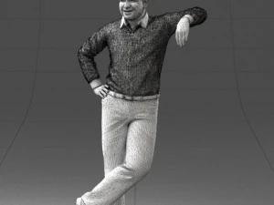 000280 Man Leaning in Casual Pose 0726 3D Model