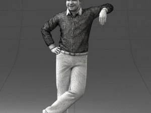 000280 Man Leaning in Casual Pose 0726 3D Model