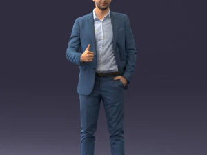 000122 Başparmağını Kaldıran Kendine G&uuml;venen İş Adamı 0307 3D Model