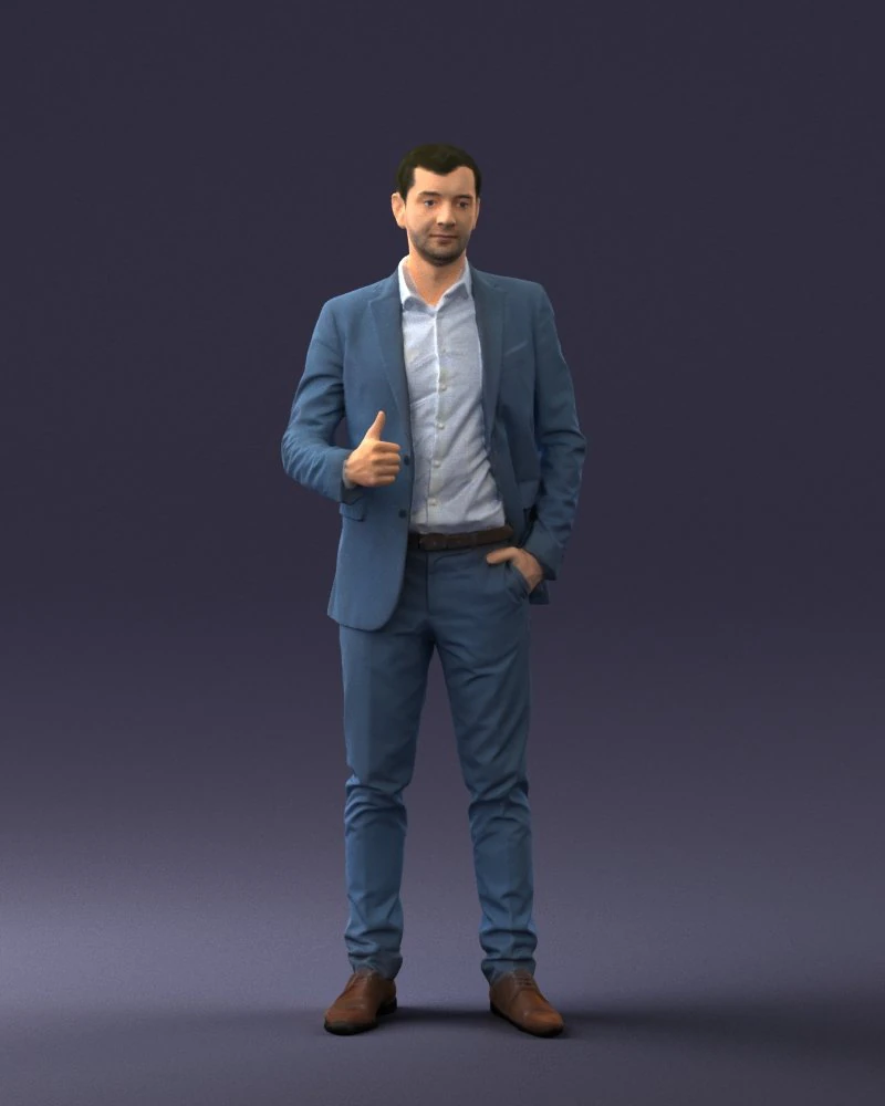 000122 Confident Businessman Giving a Thumbs Up 0307 3dp 3D Print Model .c4d .max .obj .3ds .fbx .stl .blend 
