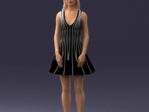 000268 Woman in Striped Dress 0604 3D Model