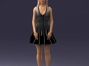 000268 Woman in Striped Dress 0604 3D Model
