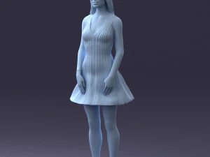 000268 Woman in Striped Dress 0604 3D Model