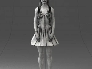000268 Woman in Striped Dress 0604 3D Model