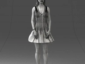 000268 Woman in Striped Dress 0604 3D Model