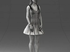 000268 Woman in Striped Dress 0604 3D Model