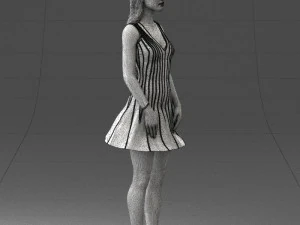 000268 Woman in Striped Dress 0604 3D Model