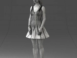 000268 Woman in Striped Dress 0604 3D Model