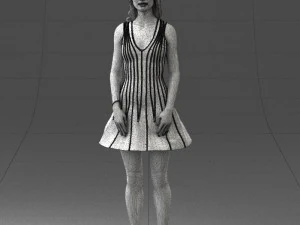 000268 Woman in Striped Dress 0604 3D Model