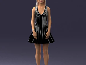 000268 धारीदार पोशाक में महिला 0604 3डीपी 3D प्रिंट मॉडल