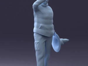 000240 Woman in Casual Jacket Holding a Witch Hat 0111 3D Model