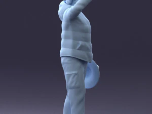 000240 Woman in Casual Jacket Holding a Witch Hat 0111 3D Model