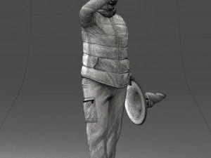 000240 Woman in Casual Jacket Holding a Witch Hat 0111 3D Model