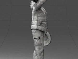 000240 Woman in Casual Jacket Holding a Witch Hat 0111 3D Model