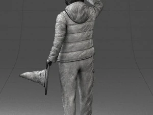 000240 Woman in Casual Jacket Holding a Witch Hat 0111 3D Model