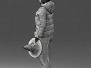 000240 Woman in Casual Jacket Holding a Witch Hat 0111 3D Model
