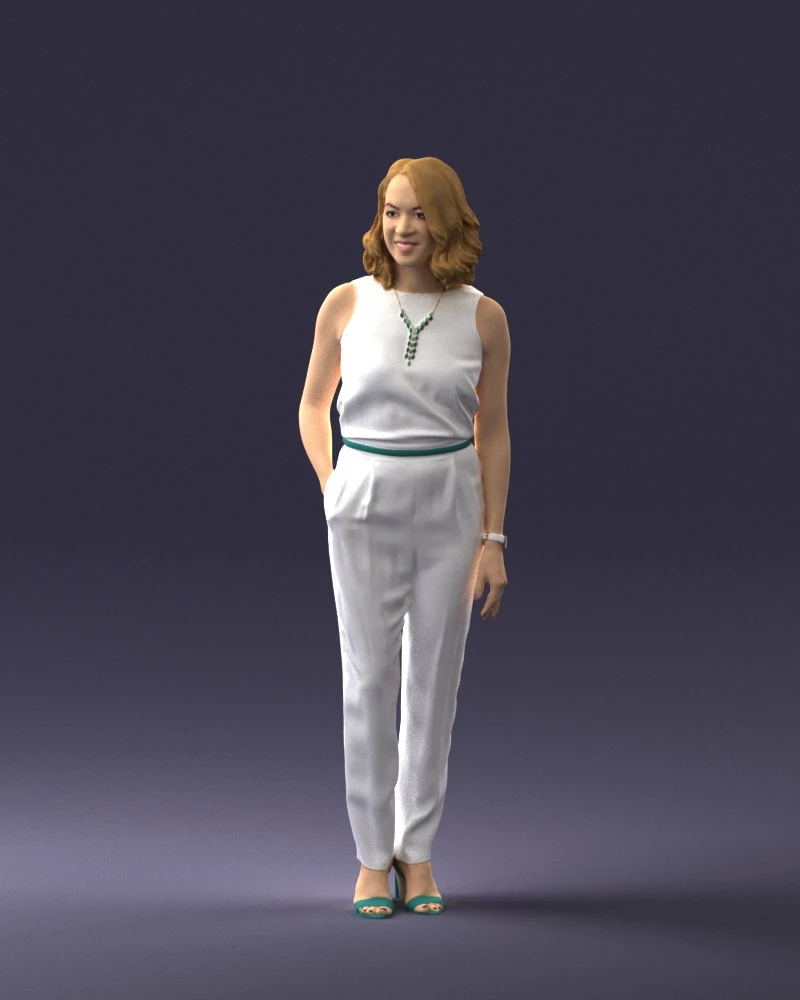 000185 Woman in Elegant White Outfit 0927 3D Model .c4d .max .obj .3ds .fbx .stl .blend 