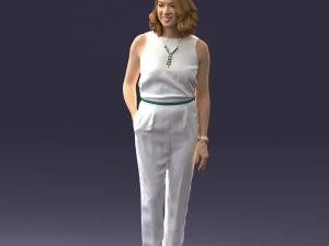 000185 Kobieta w eleganckim białym stroju 0927 3dp Model do druku 3D