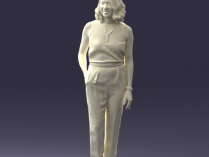 000185 Woman in Elegant White Outfit 0927 3dp 3D Принт Модель