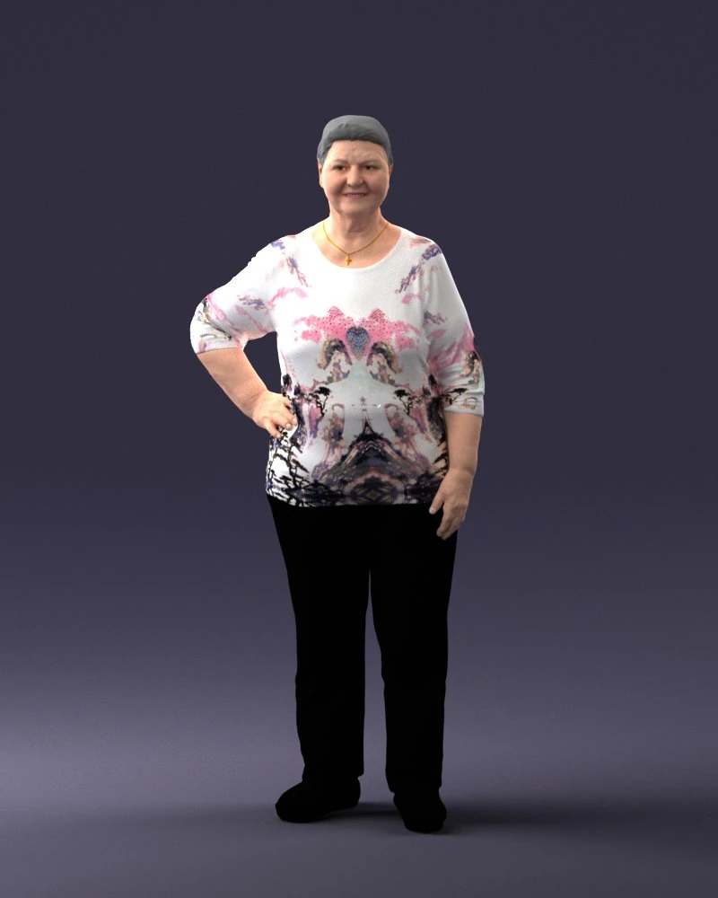 000098 Elderly Woman 1222 3dp 3D Print Model .c4d .max .obj .3ds .fbx .stl .blend 