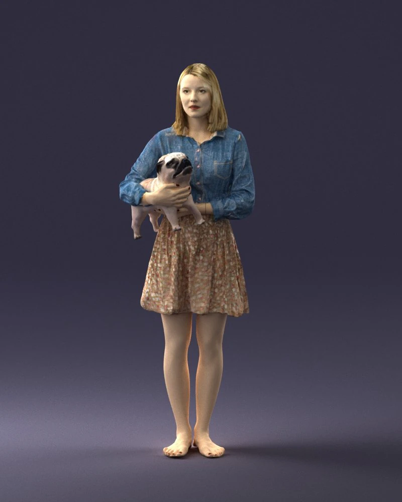woman with dog 0921-2 3D Model .c4d .max .obj .3ds .fbx .stl .blend 