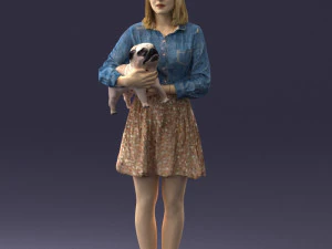 wanita dengan anjing 0921-2 Model 3D