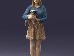 woman with dog 0921-2 3D Model