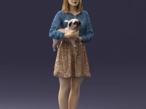 woman with dog 0921-2 3D Model