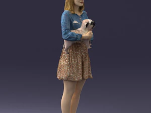 woman with dog 0921-2 3D Model