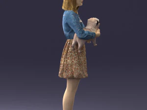 woman with dog 0921-2 3D Model