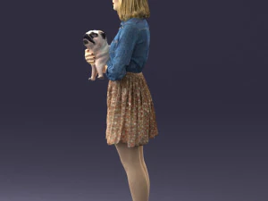 woman with dog 0921-2 3D Model