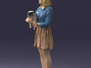 woman with dog 0921-2 3D Model