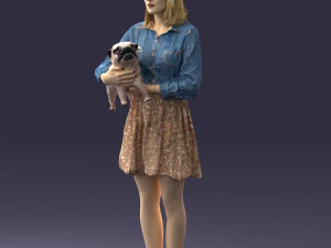 woman with dog 0921-2 3D Model