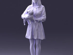 woman with dog 0921-2 3D Model
