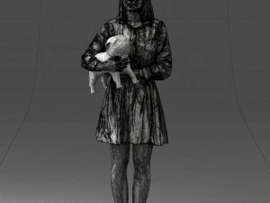 woman with dog 0921-2 3D Model