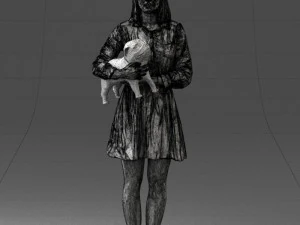 woman with dog 0921-2 3D Model