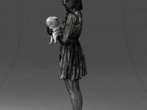 woman with dog 0921-2 3D Model