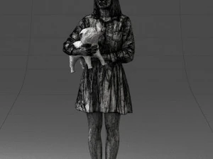 woman with dog 0921-2 3D Model