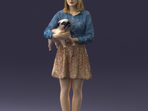 woman with dog 0921-2 3d print ready 3D Print Model