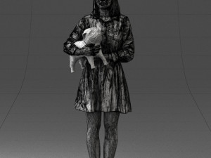 woman with dog 0921-2 3d print ready 3Dプリントモデル