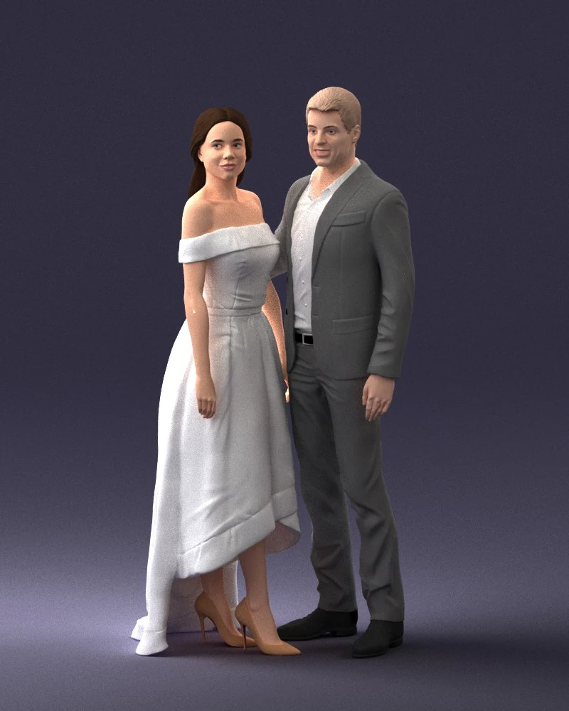 000253 Wedding Couple 0219 3dp 3D Print Model .c4d .max .obj .3ds .fbx .stl .blend 