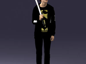000239 Young Man Holding a Sword 0107 3D Model
