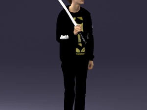 000239 Young Man Holding a Sword 0107 3D Model