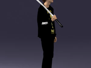 000239 Young Man Holding a Sword 0107 3D Model