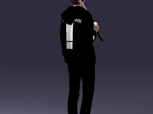 000239 Young Man Holding a Sword 0107 3D Model