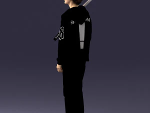 000239 Young Man Holding a Sword 0107 3D Model