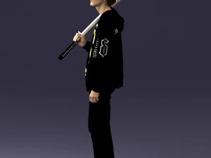 000239 Young Man Holding a Sword 0107 3D Model