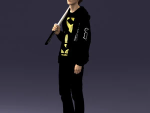 000239 Young Man Holding a Sword 0107 3D Model