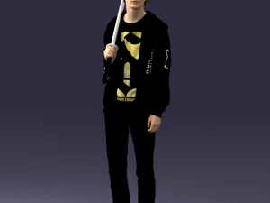 000239 Young Man Holding a Sword 0107 3D Model